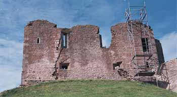 The intact wall of the castle